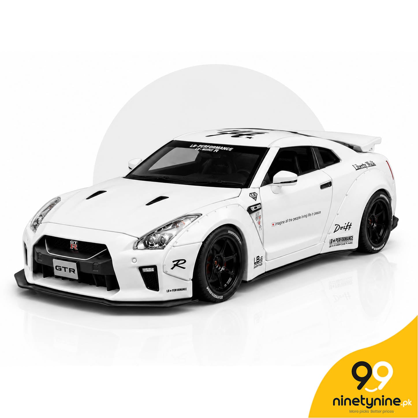 Nissan GT-R Liberty Walk White 1:32 Diecast Metal Car